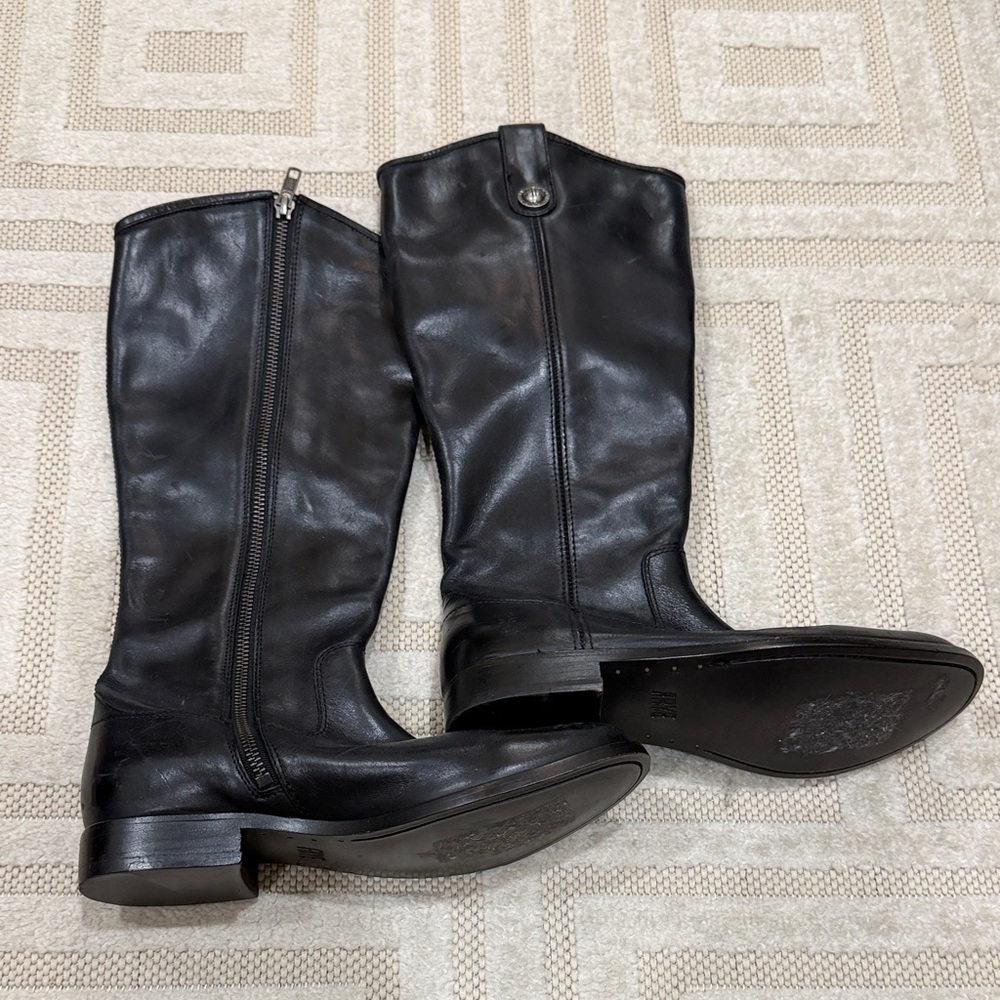 Frye Black Leather Knee-High Boots